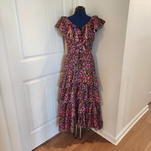 En Saison Vibrant Multicolor Floral Midi Dress